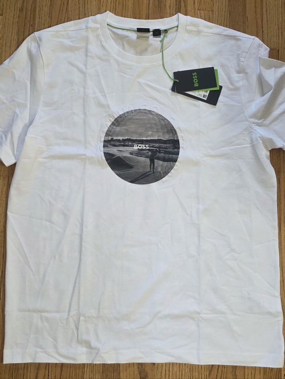 Hugo Boss BOSS Green Heritage Golf Print Tshirt In White - Size M
